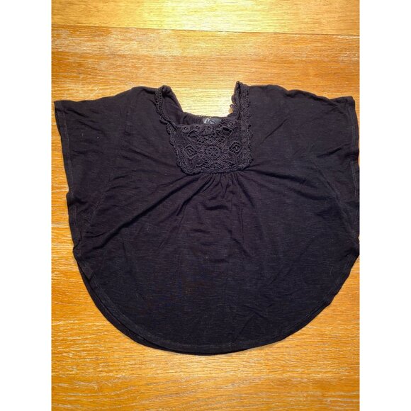 Black Lace Crochet Boho Top With Batwing Sleeves - Picture 1 of 5